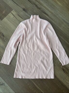 Tahari Light Pink Ribbed Long Sleeve Mock Neck Top